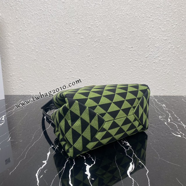 Prada專櫃新款刺繡織物新款肩背女包 1BA368 普拉達刺繡織物提花圖案手提包 csp1519